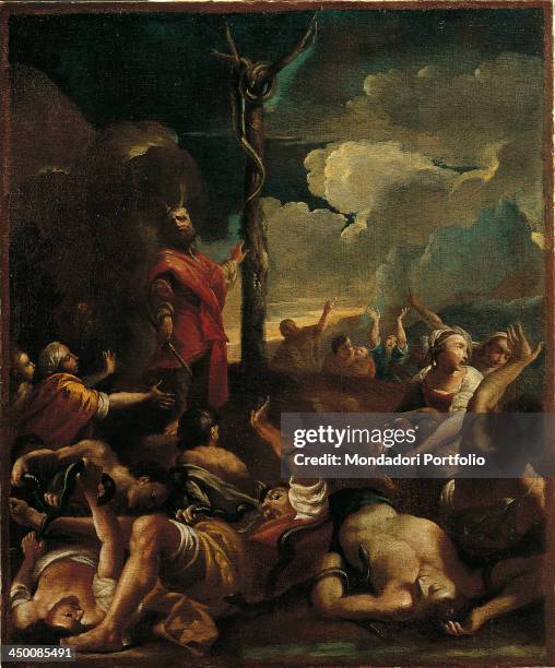 Moses shows the bronze serpent to the Jews by Giuseppe Maria Crespi known as lo Spagnuolo 17th Century, oil on canvas, 103 x 85 cm.