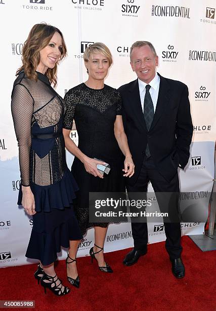 Los Angeles Confidential Magazine Group Publisher Alison Miller, actress Robin Wright and Los Angeles Confidential Magazine Editor in Chief Spencer...