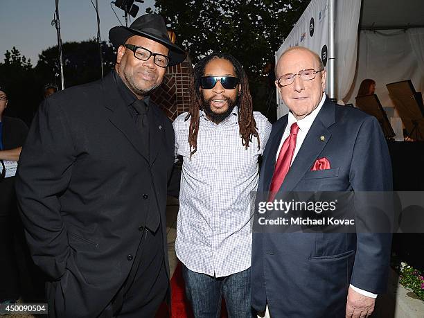 Musician Jimmy Jam, rapper Lil Jon, and producer Clive Davis arrive at City of Hope's 10th Anniversary "Songs Of Hope" on June 4, 2014 in Brentwood,...