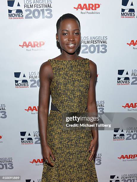 Actress Lupita Nyong'o attends a screening of "12 Years A Slave" at AARP's Movies For Grownups Film Festival 2013 at Regal Cinemas L.A. Live on...