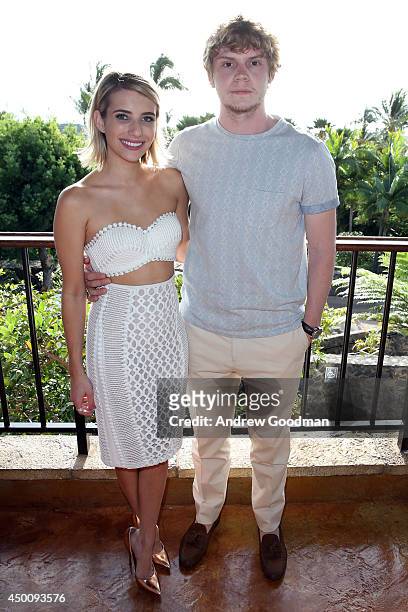 Emma Roberts and Evan Peters attend the Opening Night Reception for the 2014 Maui Film Festival at Wailea on June 4, 2014 in Wailea, Hawaii.