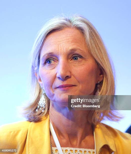 Clara Gaymard, head of French operations at General Electric Co., pauses during the Freedom and Solidarity Forum in Caen, France, on Thursday, June...