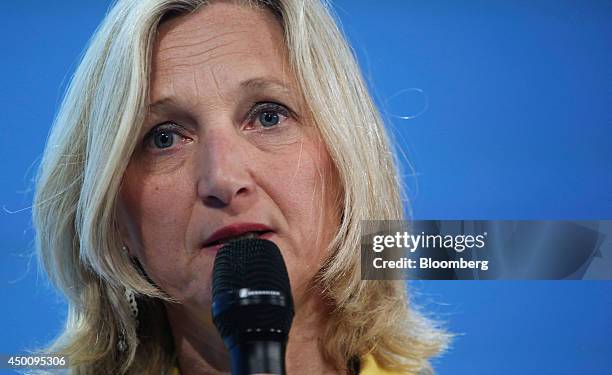 Clara Gaymard, head of French operations at General Electric Co., speaks during the Freedom and Solidarity Forum in Caen, France, on Thursday, June...