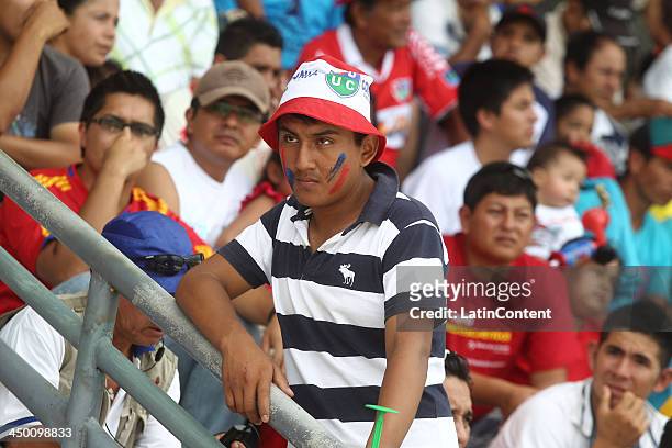 Fans of Union Comercio during a match between Union Comercio and Sporting Cristal as part of the Torneo Descentralizado at IDP of Moyabamba stadium...