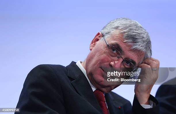 Jean-Paul Herteman, chief executive officer of Safran SA, reacts during the Freedom and Solidarity Forum in Caen, France, on Thursday, June 5, 2014....