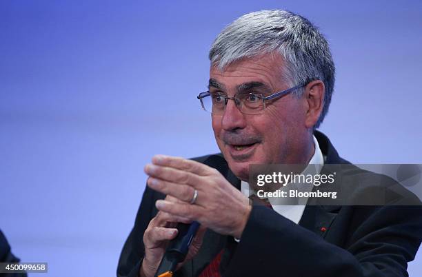 Jean-Paul Herteman, chief executive officer of Safran SA, speaks during the Freedom and Solidarity Forum in Caen, France, on Thursday, June 5, 2014....