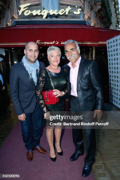 Former tennis player Mansour Bahrami , his wife Frederique and their son Sam attend the Legends of Tennis Dinner. Held at Restaurant Fouquet's whyle...