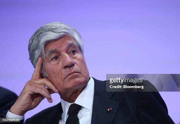 Maurice Levy, chief executive officer of Publicis Groupe SA, reacts during the Freedom and Solidarity Forum in Caen, France, on Thursday, June 5,...