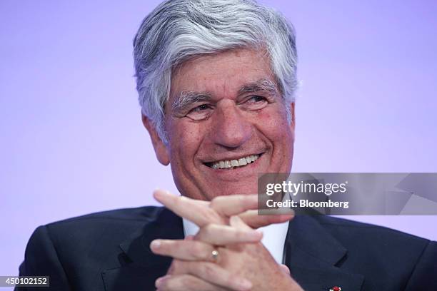 Maurice Levy, chief executive officer of Publicis Groupe SA, reacts during the Freedom and Solidarity Forum in Caen, France, on Thursday, June 5,...