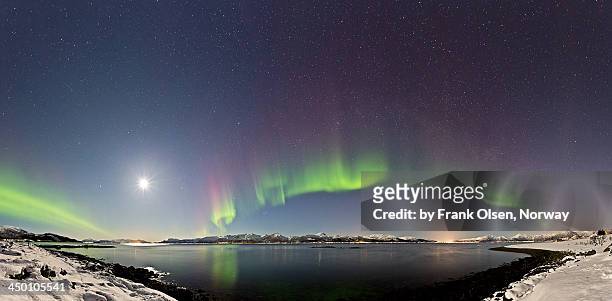 aurora panorama sortland strait - blokken 個照片及圖片檔