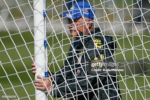 Head coach Luiz Felipe Scolari in action during a training session of the Brazilian national football team at the squad's Granja Comary training...