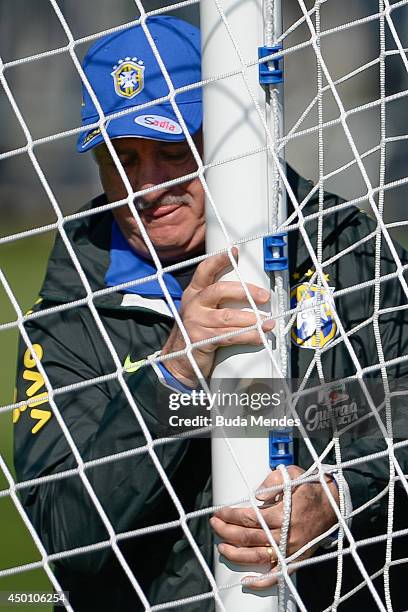 Head coach Luiz Felipe Scolari in action during a training session of the Brazilian national football team at the squad's Granja Comary training...