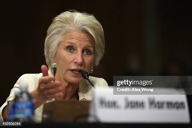Former U.S. Rep. Jane Harman testifies during a hearing before the Senate Foreign Relations Committee June 5, 2014 on Capitol Hill in Washington, DC....