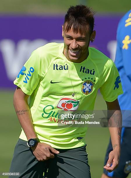 Neymar in action during a training session of the Brazilian national football team at the squad's Granja Comary training complex, in Teresopolis, 90...