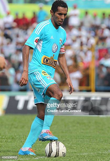 Carlos Lobaton of Sporting Cristal during a match between Union Comercio and Sporting Cristal as part of the Torneo Descentralizado at IDP of...