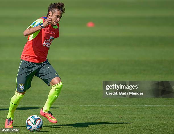 Neymar in action during a training session of the Brazilian national football team at the squad's Granja Comary training complex, in Teresopolis, 90...