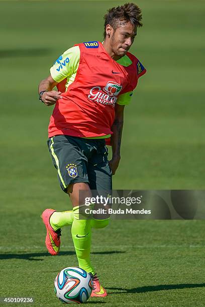 Neymar in action during a training session of the Brazilian national football team at the squad's Granja Comary training complex, in Teresopolis, 90...