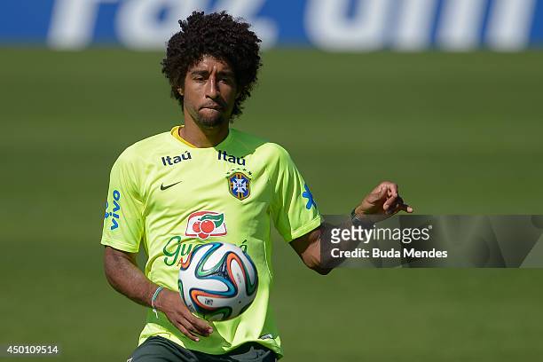 Dante in action during a training session of the Brazilian national football team at the squad's Granja Comary training complex, in Teresopolis, 90...
