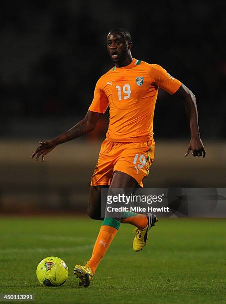 Yaya Toure of Ivory Coast in action during the FIFA 2014 World Cup Qualifier Play-off Second Leg between Senegal and Ivory Coast at Stade Mohammed V...