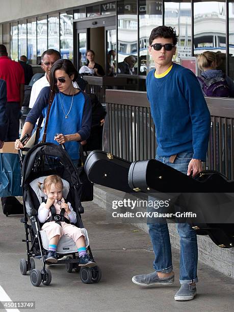 June 02: Jennifer Connelly with children, Kai Dugan and Agnes Lark Bettany are seen on June 02, 2013 in Los Angeles, CA.