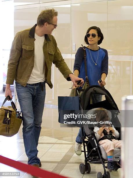 June 02: Jennifer Connelly and husband Paul Bettany with Agnes Lark Bettany are seen on June 02, 2013 in Los Angeles, CA.