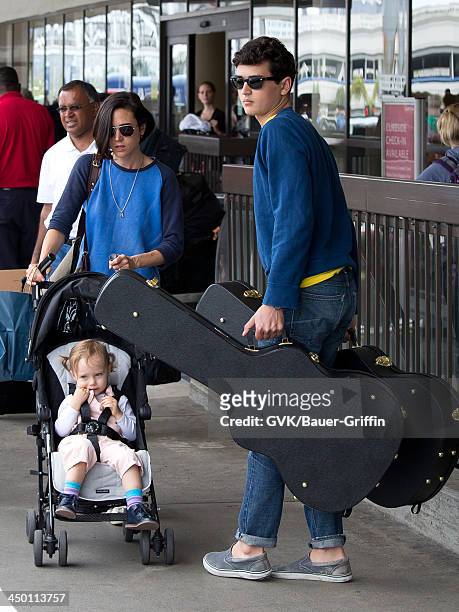 June 02: Jennifer Connelly with children, Kai Dugan and Agnes Lark Bettany are seen on June 02, 2013 in Los Angeles, CA.