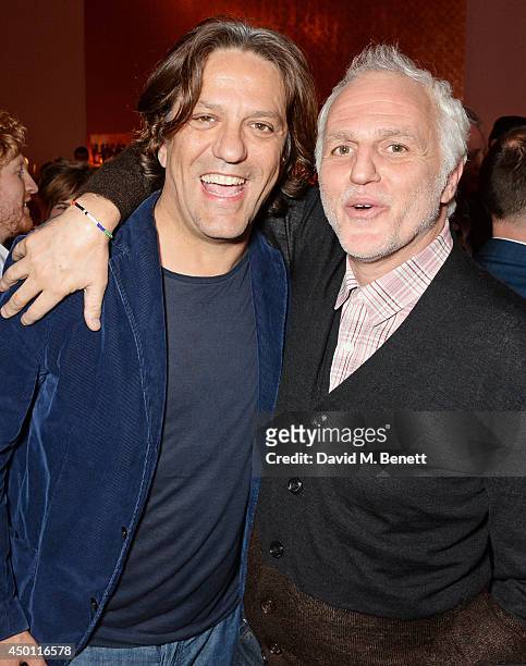 Giorgio Locatelli and Mourad Mazouz attend a private dinner hosted by Mourad Mazouz, Stephen Friedman and David Shrigley to celebrate the unveiling...