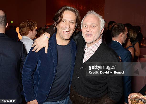 Giorgio Locatelli and Mourad Mazouz attend a private dinner hosted by Mourad Mazouz, Stephen Friedman and David Shrigley to celebrate the unveiling...