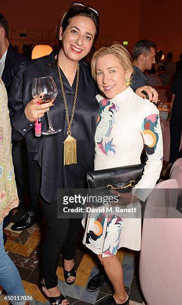 Designer India Mahdavi and Maia Norman attend a private dinner hosted by Mourad Mazouz, Stephen Friedman and David Shrigley to celebrate the...
