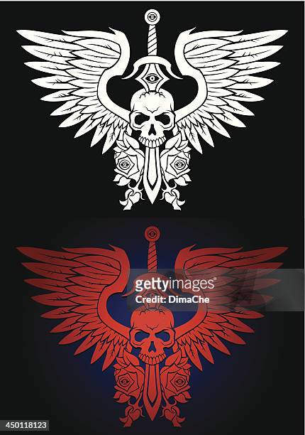 winged skull emblem - angel of death 幅插畫檔、美工圖案、卡通及圖標