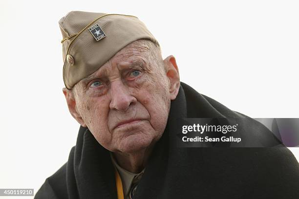 Veteran Raymond Sylvester who served in 86th Chemical Mortar Battalion of the U.S. Army and landed at Utah Beach on D-Day, attends the U.S. Ceremony...