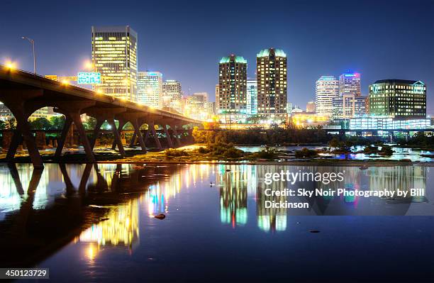 rva summer night - richmond va on the james - richmond stock pictures, royalty-free photos & images