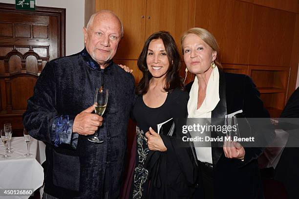 Steven Berkoff, Olivia Harrison and Clara Fisher attend an after party celebrating the press night performance of "Benvenuto Cellini", directed by...