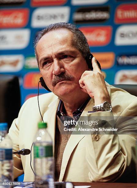 Minister of Sports Aldo Rebelo speaks to the media during a press conference following the last session of the Organising Committee for the FIFA...