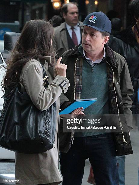 Michael J. Fox and Ana Nogueira are seen on the film set of 'The Michael J. Fox Show' on February 05, 2013 in New York City.