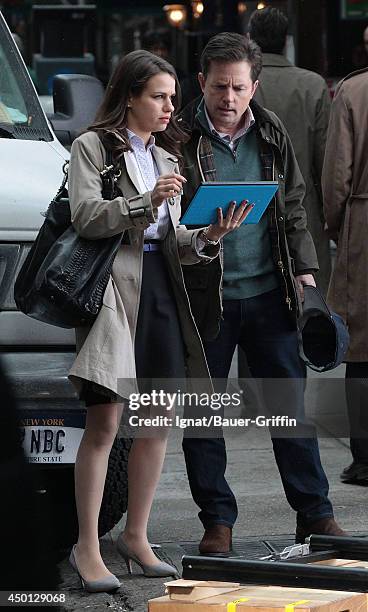 Michael J. Fox and Ana Nogueira are seen on the film set of 'The Michael J. Fox Show' on February 05, 2013 in New York City.