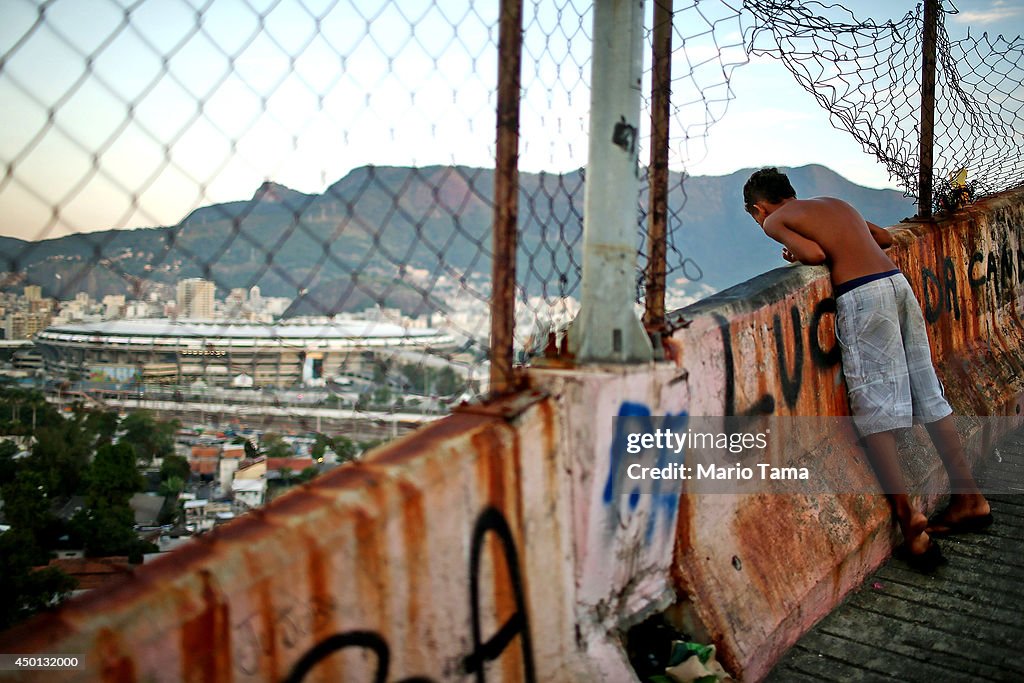 Rio Favela Overlooks Maracana World Cup Stadium