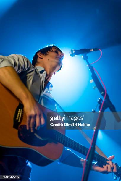 Nick Hemming of The Leisure Society performs on stage at Crossing Border Festival on November 16, 2013 in The Hague, Netherlands.