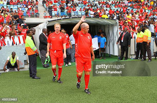 Phil Neal during the Legends match between Liverpool FC Legends and Kaizer Chiefs Legends at Moses Mabhida Stadium on November 16, 2013 in Durban,...