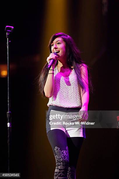 Christina Grimmie performs in concert at the SAP Center on November 10, 2013 in San Jose, California.