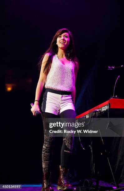 Christina Grimmie performs in concert at the SAP Center on November 10, 2013 in San Jose, California.