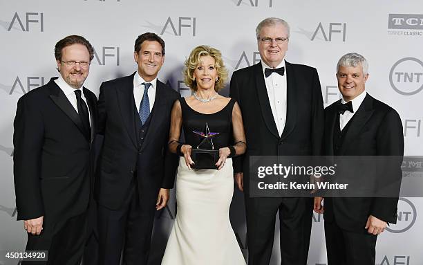 President and CEO of AFI Bob Gazzale, President and Head of programming for TBS and TNT Michael Wright, honoree Jane Fonda, Sir Howard Stringer, AFI...