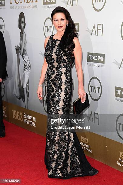 Actress Catherine Zeta-Jones attends the 2014 AFI Life Achievement Award: A Tribute to Jane Fonda at the Dolby Theatre on June 5, 2014 in Hollywood,...