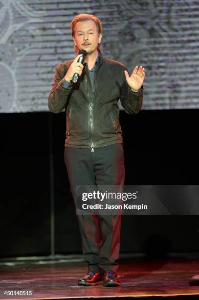 Comedian David Spade speaks onstage during Variety's 4th Annual Power of Comedy presented by Xbox One benefiting the Noreen Fraser Foundation at...