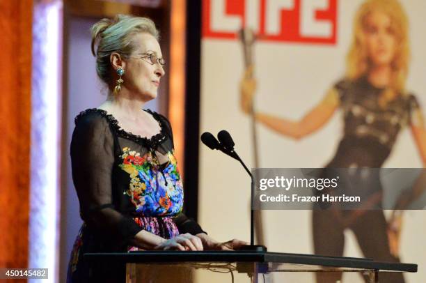 Actress Meryl Streep speaks onstage at the 2014 AFI Life Achievement Award: A Tribute to Jane Fonda at the Dolby Theatre on June 5, 2014 in...