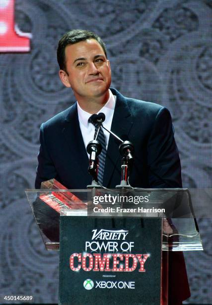 Honoree Jimmy Kimmel onstage during Variety's 4th Annual Power of Comedy presented by Xbox One benefiting the Noreen Fraser Foundation at Avalon on...