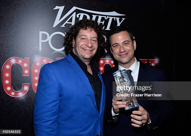 Comedian Jeffrey Ross and honoree Jimmy Kimmel attend Variety's 4th Annual Power of Comedy presented by Xbox One benefiting the Noreen Fraser...