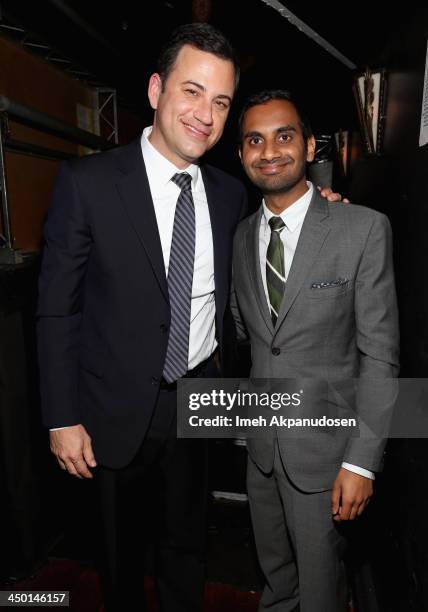 Honoree Jimmy Kimmel and Aziz Ansari attend Variety's 4th Annual Power of Comedy presented by Xbox One benefiting the Noreen Fraser Foundation at...