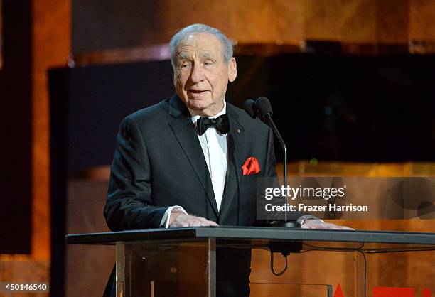 Director Mel Brooks speaks onstage at the 2014 AFI Life Achievement Award: A Tribute to Jane Fonda at the Dolby Theatre on June 5, 2014 in Hollywood,...