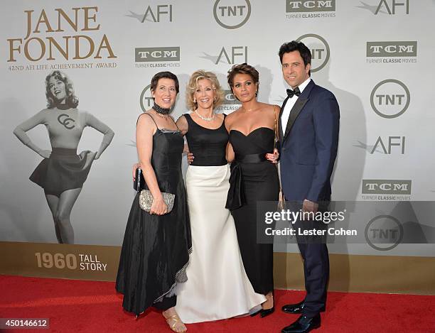 Daughter Vanessa Vadim, Honoree Jane Fonda, son and actor Troy Garity and Simone Bent attend the 2014 AFI Life Achievement Award: A Tribute to Jane...